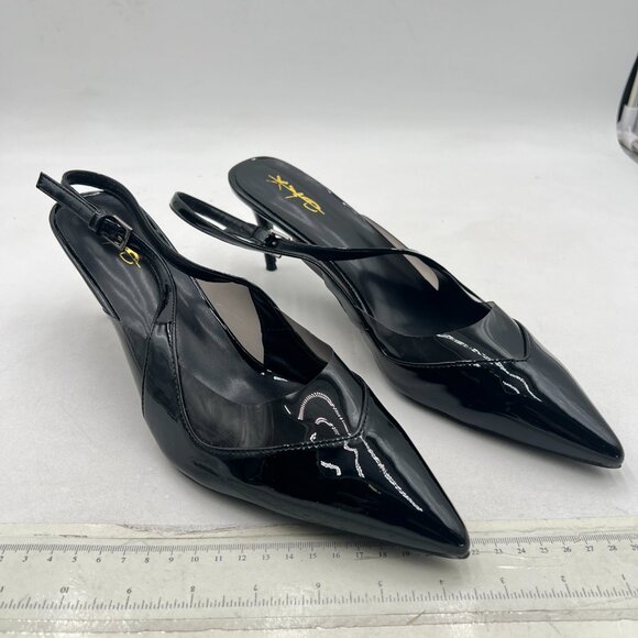 XYD Black Pointed Toe Thin Heel Slingback Pumps Slip on Sandals Slide Shoes - Picture 4 of 8